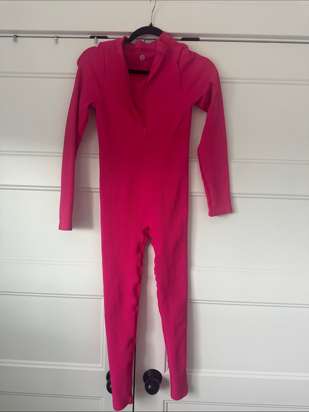 Girls' Hot Pink Long-Sleeve Ankle Jumpsuit